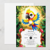 Magische Waterverf Parrot Verjaardag Kaart (Voorkant / Achterkant)