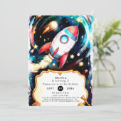 Magische Waterverf Raket Verjaardag Kaart (Staand voorkant)