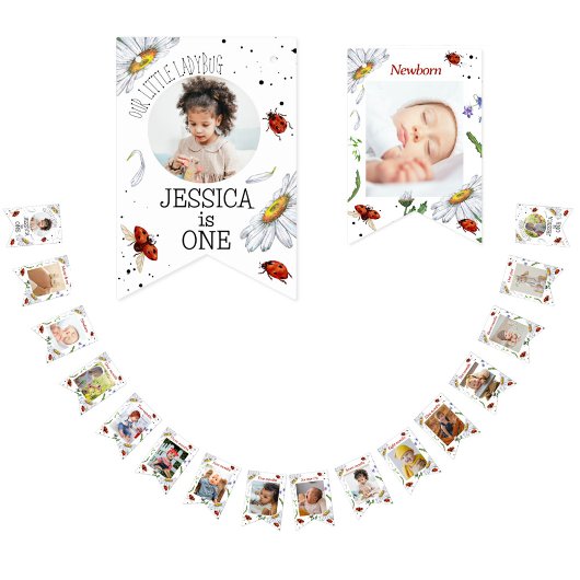 Magische Waterverf Schattige 1e verjaardag lievehe Vlaggetjes