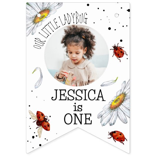 Magische Waterverf Schattige 1e verjaardag lievehe Vlaggetjes (Eerste vlag)