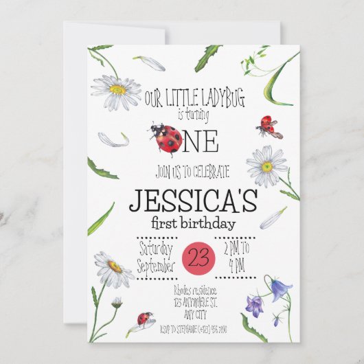 Magische Waterverf Schattige 1e Verjaardag Meisje  Kaart (Voorkant)