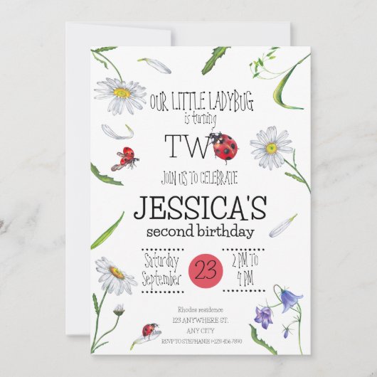 Magische Waterverf Schattige 2e Verjaardag Meisje  Kaart (Voorkant)