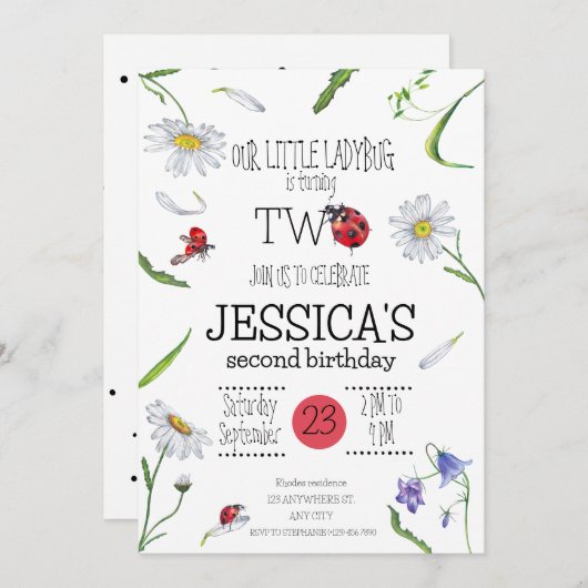 Magische Waterverf Schattige 2e Verjaardag Meisje  Kaart (Voorkant / Achterkant)