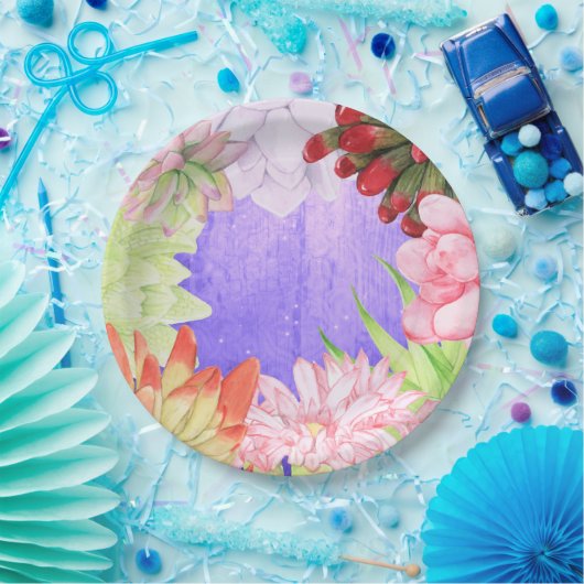 Magische Waterverf Succulair Paars Papieren Bordje (Feest)