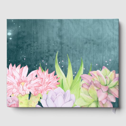 Magische Waterverf Succulenten blauwgroen-blauw hu Gastenboek (Achterkant)