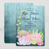 Magische Waterverf Succulenten Blauwgroen huwelijk Kaart (Voorkant / Achterkant)