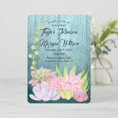 Magische Waterverf Succulenten Blauwgroen huwelijk Kaart (Staand voorkant)