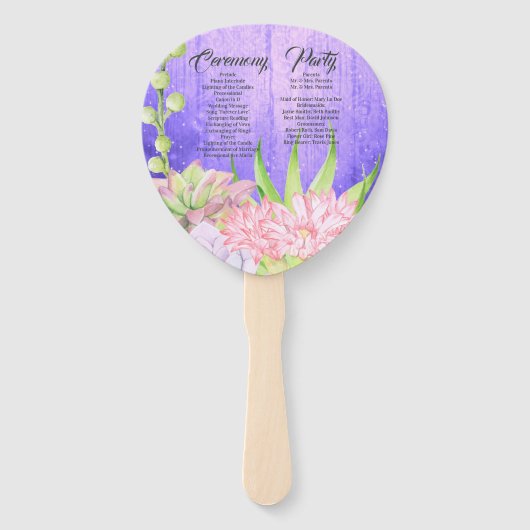 Magische Waterverf Succulenten Paarse bruiloft Handwaaier (Achterkant)