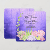 Magische Waterverf Succulenten Paarse bruiloft Kaart (Voorkant / Achterkant)