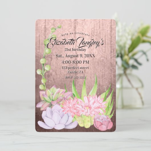 Magische Waterverf Succulenten Verjaardag Kaart (Staand voorkant)