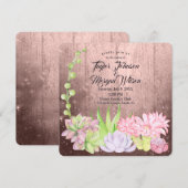 Magische Waterverf Succulents Peach Wedding Kaart (Voorkant / Achterkant)