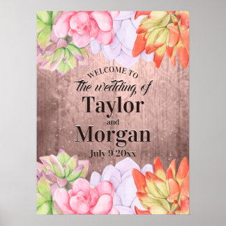 Magische Waterverf Succulents Weddenschap Welkom Poster