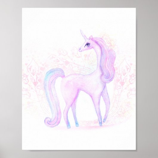 Magische Waterverf Unicorn Art Poster (Voorkant)