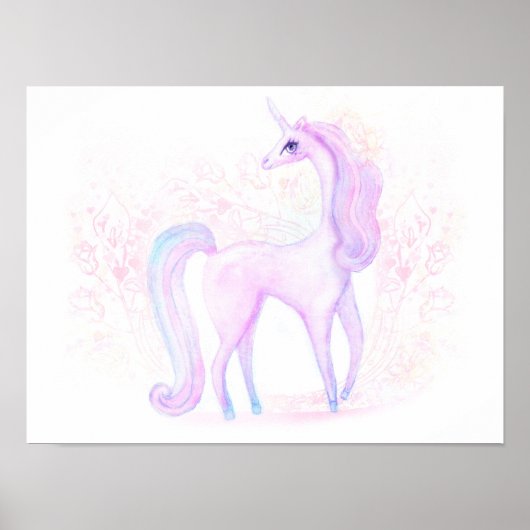 Magische Waterverf Unicorn Art Poster (Voorkant)