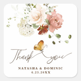 Magische Waterverf Wildbloem Tuin Dank u Vierkante Sticker