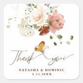 Magische Waterverf Wildbloem Tuin Dank u Vierkante Sticker (Voorkant)