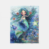 Magische Waterverf Zeemeermin Gepersonaliseerde Ki Fleece Deken (Voorkant)