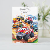 Magische weg monster vrachtwagen verjaardag bedankkaart (Staand voorkant)