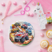 Magische weg monster vrachtwagen verjaardag papieren bordje (Feest)