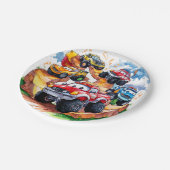 Magische weg monster vrachtwagen verjaardag papieren bordje (Gekanteld)