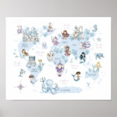 Magische Wereld Zee, Meerminnen, Ridders, Wereldka Poster (Voorkant)