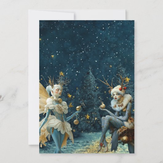 Magische wezens in het blauw feestdagenkaart (Voorkant)