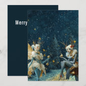 Magische wezens in het blauw feestdagenkaart (Voorkant / Achterkant)