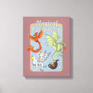 Magische Wezens Vintage Grafiek Canvas Afdruk