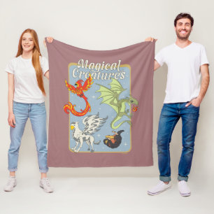 Magische Wezens Vintage Grafisch Fleece Deken
