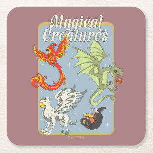 Magische Wezens Vintage Grafisch Kartonnen Onderzetters