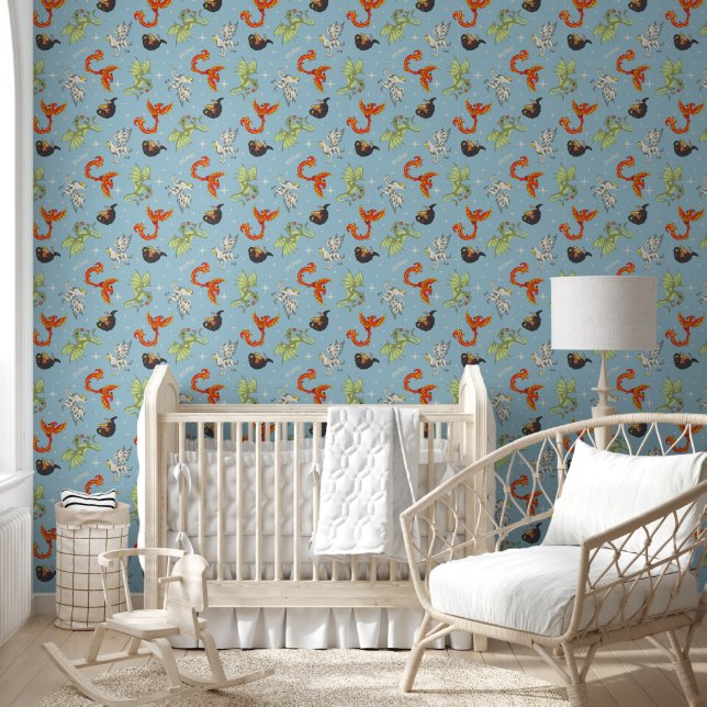 Magische Wezens Vintage Patroon Behang (Kinderen)