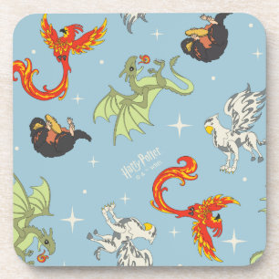 Magische Wezens Vintage Patroon Bier Onderzetter