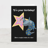 Magische Whale of a Time Wizard Whale Cartoon Kaart (Voorkant)