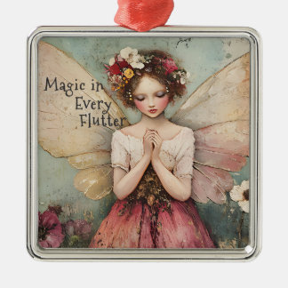 Magische Whimsical Fairy & Flower Garden met Quote Metalen Ornament