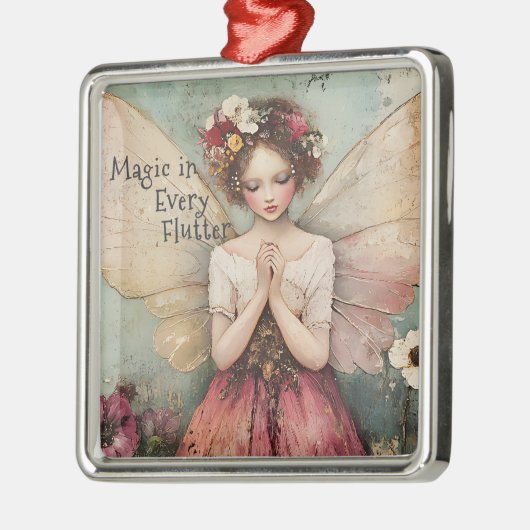 Magische Whimsical Fairy & Flower Garden met Quote Metalen Ornament (Links)