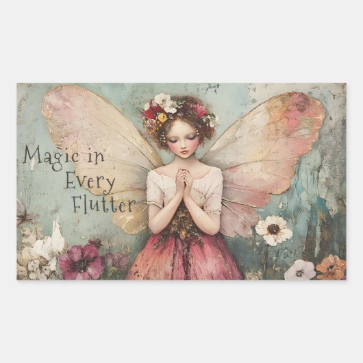 Magische Whimsical Fairy & Flower Garden met Quote Rechthoekige Sticker (Voorkant)