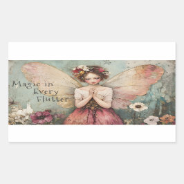 Magische Whimsical Fairy & Flower Garden met Quote Rechthoekige Sticker