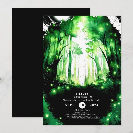 Magische Whimsy Woodland Verjaardag Kaart (Voorkant / Achterkant)