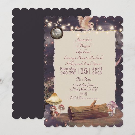 Magische whimwham uitnodiging (Voorkant / Achterkant)