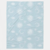 Magische White Moon Sun Stars Blauw patroon Fleece Deken (Voorkant)