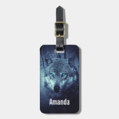 Magische Wilde Wolf met Amazing Blue Eyes Bagagelabel (Voorkant verticaal)
