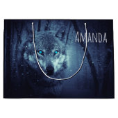 Magische Wilde Wolf met Amazing Blue Eyes Birthday Groot Cadeauzakje (Voorkant)