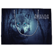 Magische Wilde Wolf met Amazing Blue Eyes Birthday Groot Cadeauzakje (Achterkant)