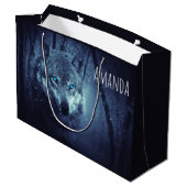 Magische Wilde Wolf met Amazing Blue Eyes Birthday Groot Cadeauzakje (Achterkant Gekanteld)