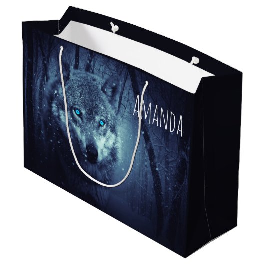 Magische Wilde Wolf met Amazing Blue Eyes Birthday Groot Cadeauzakje (Achterkant Gekanteld)