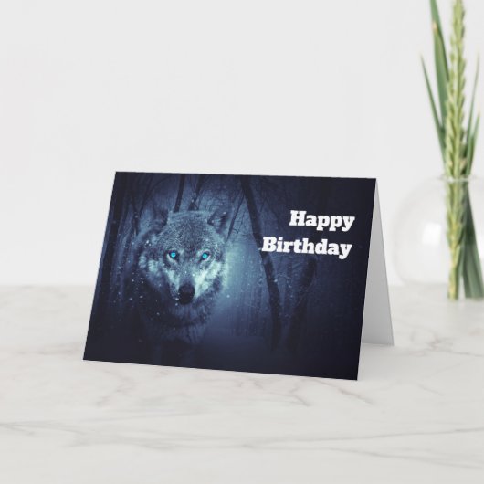 Magische Wilde Wolf met Amazing Blue Eyes Birthday Kaart (Voorkant)