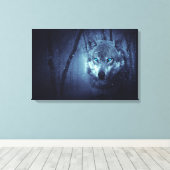 Magische Wilde Wolf met Amazing Blue Eyes Canvas Afdruk (Insitu (Houten vloer))