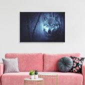 Magische Wilde Wolf met Amazing Blue Eyes Canvas Afdruk (Insitu (Woonkamer))