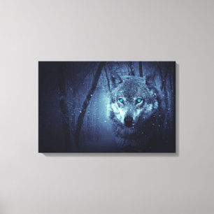 Magische Wilde Wolf met Amazing Blue Eyes Canvas Afdruk