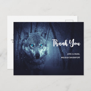 Magische Wilde Wolf met Amazing Blue Eyes Dank je Briefkaart